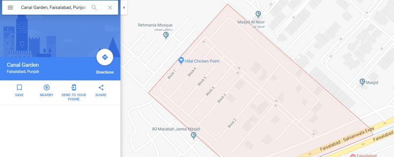 House Available for Sale Canal Road FAISALABAD map of colony