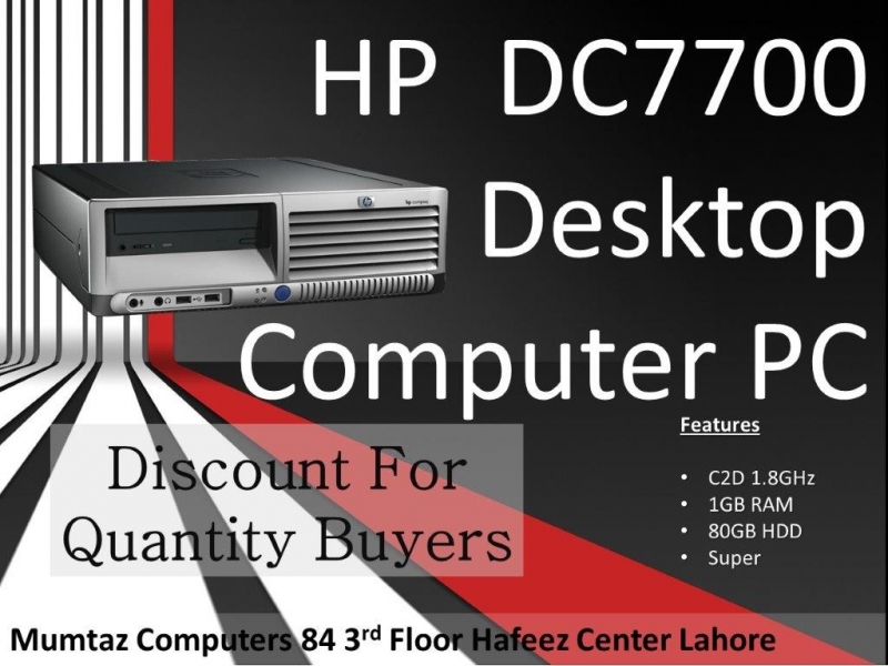 House Available for Sale Gulberg III LAHORE HP DC7700 Core 2 Duo Desktop Computer PC Available In Cheap Prices  Features:  C2D 1.8GHz 1GB RAM 80GB HDD Super   Contact Us    03454565050 03455181377?
